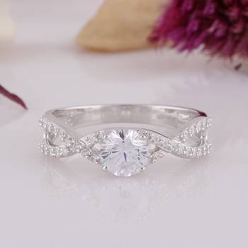 Cubic Zirconia Rhodium Plated Women Cocktail Ring 4