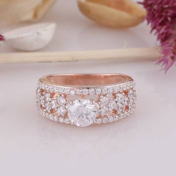 Rose Gold Plated Cubic Zirconia Ring for Women 4