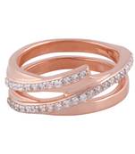 Rose Gold Plated Cubic Zirconia Women Bypass Ring