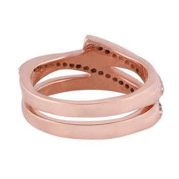 Rose Gold Plated Cubic Zirconia Women Bypass Ring 2