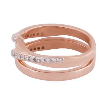 Rose Gold Plated Cubic Zirconia Women Bypass Ring 3