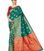 Green Woven Cotton Silk Saree With Blouse