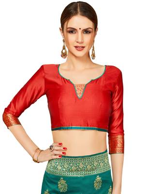 Green Woven Cotton Silk Saree With Blouse 5