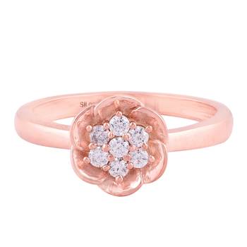 Rose Gold Plated Cubic Zirconia Women Floral Ring 1