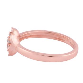 Rose Gold Plated Cubic Zirconia Women Floral Ring 2