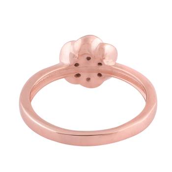 Rose Gold Plated Cubic Zirconia Women Floral Ring 3