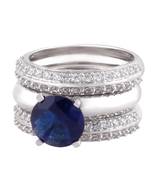 Blue Cubic Zirconia Rhodium Plated Women Finger Ring