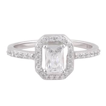 Cubic Zirconia Rhodium Plated Anniversary Ring for Women 1