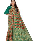 Green Woven Cotton Silk Saree With Blouse