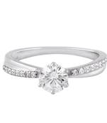 Cubic Zirconia Rhodium Plated Solitaire with Accents Ring for Women's