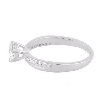 Cubic Zirconia Rhodium Plated Solitaire with Accents Ring for Women's 2