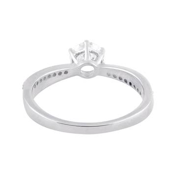 Cubic Zirconia Rhodium Plated Solitaire with Accents Ring for Women's 3