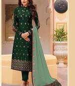 Green Embroidered Silk Blend Pakistani Salwar Kameez