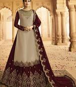 Cream Embroidered Silk Blend Pakistani Salwar Kameez