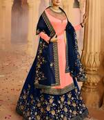 Peach Embroidered Georgette Pakistani Salwar Kameez