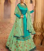 Turquoise Embroidered Georgette Pakistani Salwar Kameez