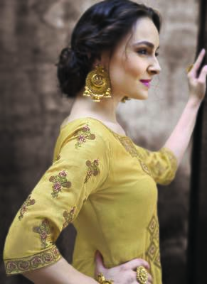 yellow embroidered rayon readymade suits 2