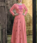 peach embroidered rayon readymade suits