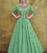 green embroidered rayon readymade suits