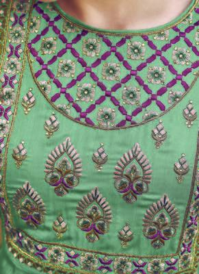 green embroidered rayon readymade suits 4