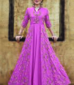 pink embroidered rayon readymade suits