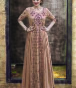 beige embroidered rayon readymade suits