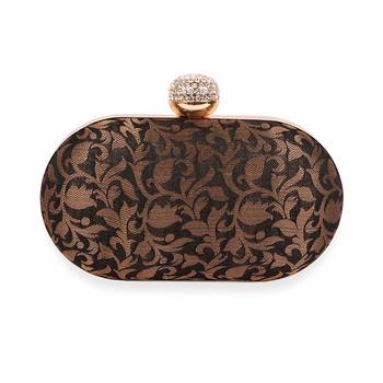 brown Clutch Purse For Women Party Wear (Oval) 1