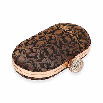 brown Clutch Purse For Women Party Wear (Oval) 2