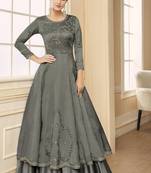 grey embroidered silk blend readymade suits
