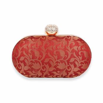 Red Clutch Purse For Women Party Wear (Oval) 1