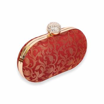 Red Clutch Purse For Women Party Wear (Oval) 2
