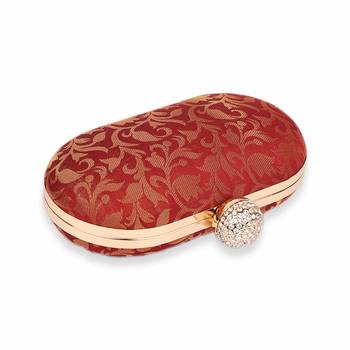 Red Clutch Purse For Women Party Wear (Oval) 3