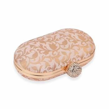 Beige Clutch Purse For Women Party Wear (Oval) 3
