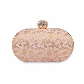 Beige Clutch Purse For Women Party Wear (Oval) 4