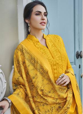 Yellow Embroidered Georgette Readymade Suits 3