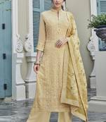 Cream Embroidered Georgette Readymade Suits