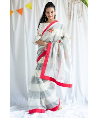 Hoorain printed Cotton Sari 1