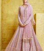 Pink Embroidered Georgette Readymade Suits