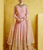 Pink Embroidered Georgette Readymade Suits
