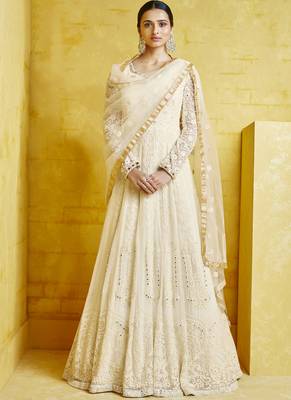 White Embroidered Georgette Readymade Suits 1