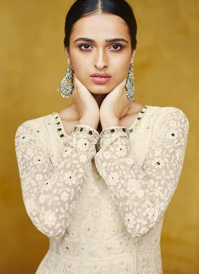 White Embroidered Georgette Readymade Suits 2