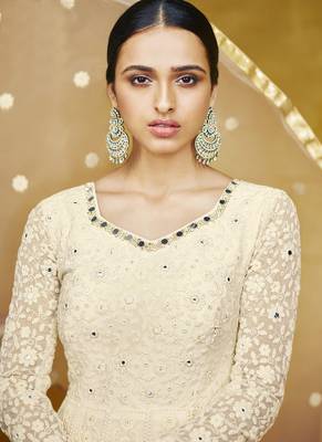 White Embroidered Georgette Readymade Suits 3
