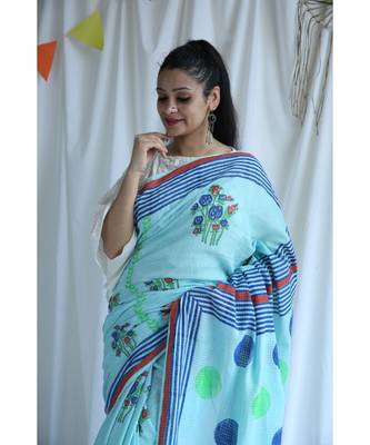 Umber printed Cotton Sari 3