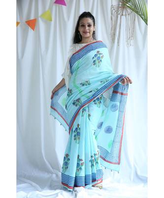Umber printed Cotton Sari 4