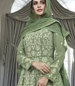 Green Embroidered Georgette Readymade Suits