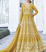 Mustard Embroidered Georgette Readymade Suits