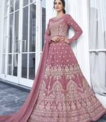 Pink Embroidered Georgette Anarkali Salwar Kameez