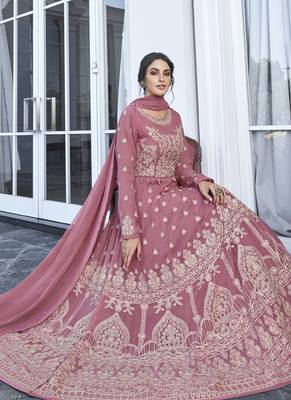 Pink Embroidered Georgette Anarkali Salwar Kameez 2