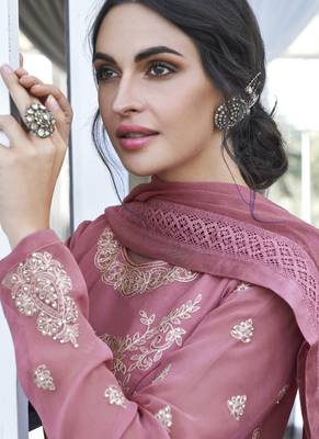 Pink Embroidered Georgette Anarkali Salwar Kameez 3