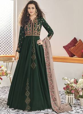 green embroidered viscose readymade suits 1